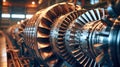 Row of Jet Engines in Factory Workshop Royalty Free Stock Photo