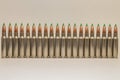 Row of Large Caliber Rifle Bullets Royalty Free Stock Photo