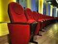 Row of Large red chair for watching movies in cinemas or theaters