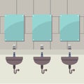 Row Of Lavatories With Mirrors Royalty Free Stock Photo