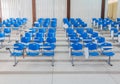 Row lecture chair plastic blue in class meeting room on terrazzo floor Royalty Free Stock Photo