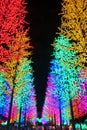 Row of LED artificial trees