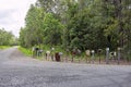 Row of letter boxes on a side road