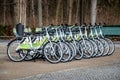 Row of Lidl-Bike rental bikes parked in Berlin, Germany