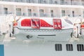 Lifeboats and cabins on a huge Cruise Ship Royalty Free Stock Photo