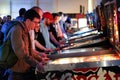 Row of lights at the pinball arcade