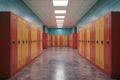 Row of lockers in a school corridor, 3D render Royalty Free Stock Photo