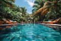 Row of Lounge Chairs Next to Swimming Pool Royalty Free Stock Photo