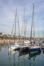 Row of luxury yachts mooring in a harbour Royalty Free Stock Photo