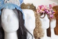 Row of Mannequin Heads with Wigs Royalty Free Stock Photo