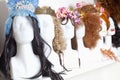 Row of Mannequin Heads with Wigs Royalty Free Stock Photo