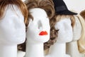Row of Mannequin Heads with Wigs Royalty Free Stock Photo