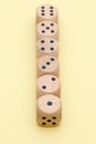 Row of many wooden dice Royalty Free Stock Photo