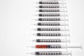 Row of medical syringes Royalty Free Stock Photo
