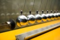 Row of metallic balls for inertia experiments Royalty Free Stock Photo
