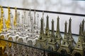 Row of mini Eiffel towers. Souvenir from Paris, France