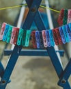 Colorful Clothespins on a Clothesline