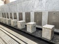 A row of modern ablution (wudu) stations in a mosque. Royalty Free Stock Photo