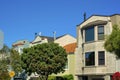 Row of modern houses or townhomes in downtown city historic districts of suburban san francisco california