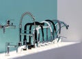 Row of modern kitchen taps Royalty Free Stock Photo