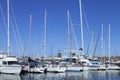 Row of moored sail boats and yachts in a marina in the canary islands Royalty Free Stock Photo