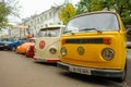 A row of multi-colored classic Volkswagen cars Royalty Free Stock Photo