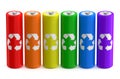 Row from multicolored batteries recycle