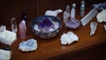 Row of multicoloured Healing Crystals Background Banner Royalty Free Stock Photo
