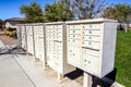 Row Of Multiple Mailboxes In Housing Subdivision