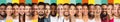 Row Of Multiple People Faces In Collage On Colorful Backgrounds Royalty Free Stock Photo