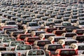 Row of new cars in port Royalty Free Stock Photo