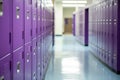 a row of new, shiny lockers in a modern city school