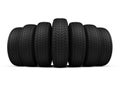 Row of New Studded Winter Tires