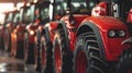 Row of new tractors for sale. EOF. Royalty Free Stock Photo