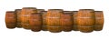 Row of oak barrels narrow row on an isolated background Royalty Free Stock Photo