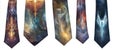 row od different mal neckties isolated on white, fashionable ties Royalty Free Stock Photo