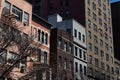 Row of Old Brick Apartment Buildings on the Upper West Side of New York City Royalty Free Stock Photo