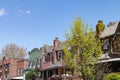 Row of Old Brick Homes in Astoria Queens New York during Spring Royalty Free Stock Photo