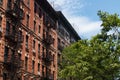Row of Old Brick Residential Buildings on the Lower East Side of New York City Fire Escapes Royalty Free Stock Photo