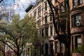 Row of Old Brownstone Homes on the Upper West Side of New York City