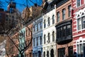 A Row of Old Colorful Brownstone Townhouses on the Upper West Side of New York City Royalty Free Stock Photo