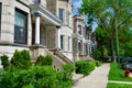 Row of Old Homes in Logan Square Chicago with Stairs Royalty Free Stock Photo