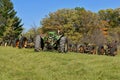 Row of old John Deere tractors Royalty Free Stock Photo