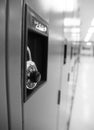 Wall of lockers in a school hall in black and white Royalty Free Stock Photo