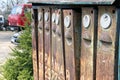 Row of old mail boxes in Eastern Europe Royalty Free Stock Photo