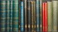 A row of old physics books - spine Royalty Free Stock Photo
