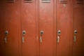 Row of old red lockers Royalty Free Stock Photo