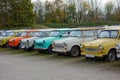 A row of old trabant cars Royalty Free Stock Photo