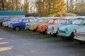 A row of old trabant cars Royalty Free Stock Photo