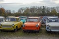 A row of old trabant cars Royalty Free Stock Photo